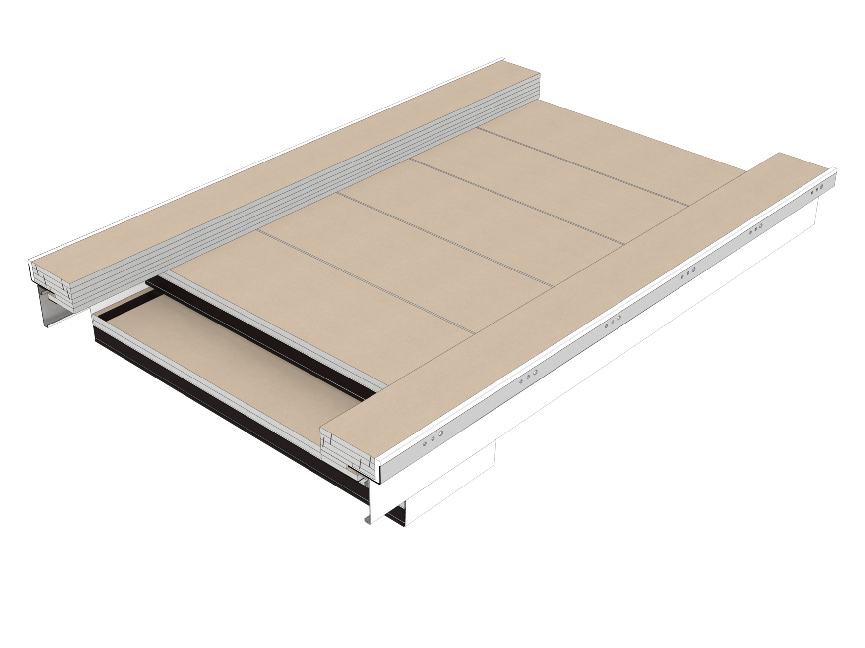 F90 Drop-Slide | LMD Fire Rated Metal Ceiling acc. to DIN 4102-2